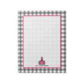 Gray Gingham Teacher Notepad Notizblock (Rotiert)