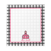 Gray Gingham Teacher Notepad Notizblock (Vorderseite)