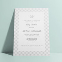 Gray Gingham Traditionelle Baby Dusche Einladung