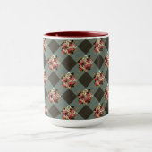 Gray Gingham und Burgund Floral Country Tasse (Zentrum)