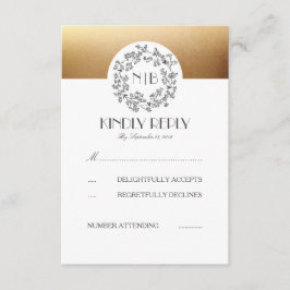 Gray Gipskraut Gold Wedding RSVP Cards Karte