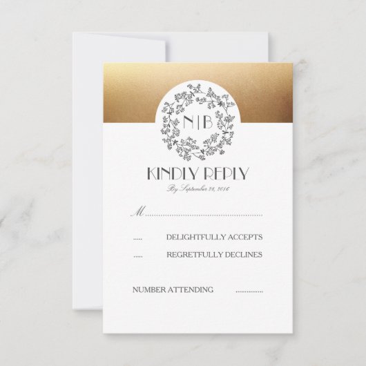 Gray Gipskraut Gold Wedding RSVP Cards Karte (Vorderseite)