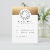 Gray Gipskraut Gold Wedding RSVP Cards Karte (Stehend Vorderseite)