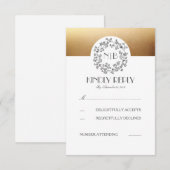 Gray Gipskraut Gold Wedding RSVP Cards Karte (Vorne/Hinten)
