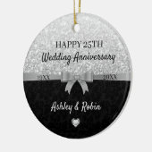 Gray Glitter And Black Damask Keramik Ornament (Links)