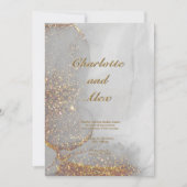 Gray Glitter Chic Alcohol Ink Wedding Invitation Einladung (Vorderseite)
