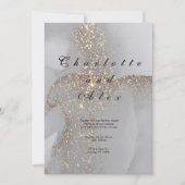 Gray Glitter Elegant Ink Wedding Invitation Einladung (Vorderseite)