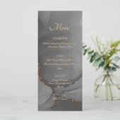 Gray Glitzer Alcohol Ink Elegantes Flachbildschirm Menükarte (Stehend Vorderseite)