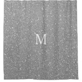 Gray Glitzer Monogram Initial Individuelle Name Fu Duschvorhang (Vorderseite)