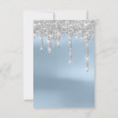 Gray Glitzer Tropfen Silver Blue Bridal Sweet 16. Einladung (Rückseite)