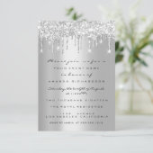 Gray Glitzer Tropfen Silver Bridal Sweet 16. Spark Einladung (Stehend Vorderseite)