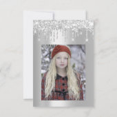 Gray Glitzer Tropfen Silver Bridal Sweet 16. Spark Einladung (Rückseite)