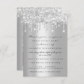 Gray Glitzer Tropfen Silver Bridal Sweet 16. Spark Einladung (Vorne/Hinten)