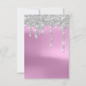 Gray Glitzer Tropfen Silver Pink Bridal Sweet 16. Einladung (Rückseite)