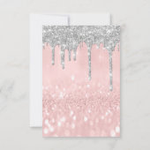 Gray Glitzer Tropfen Silver Rose Bridal Sweet 16. Einladung (Rückseite)