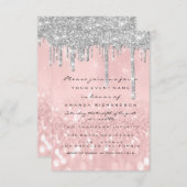 Gray Glitzer Tropfen Silver Rose Bridal Sweet 16. Einladung (Vorne/Hinten)