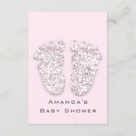 Gray Gold Baby Dusche Feet Foot White Girl Pink Einladung