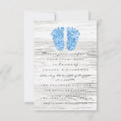 Gray Gold Baby Dusche Feet Holz Rustikaler Junge B Einladung (Vorderseite)