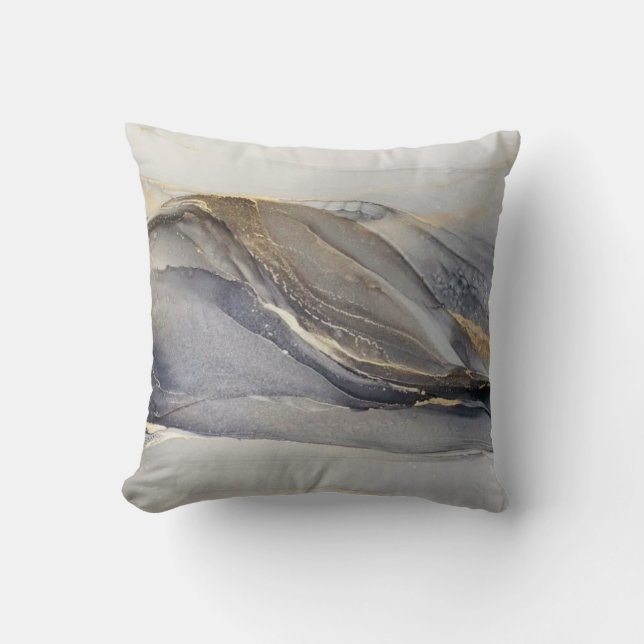 Gray Gold Black Marble Hübsch Elegant Klasse Kissen (Vorderseite)