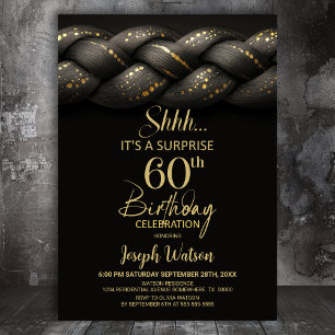 Gray Gold Braid Überraschung 60. Geburtstagsparty Einladung