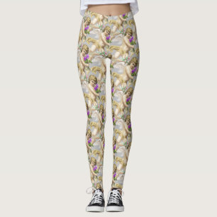 Gray Gold Cherubs Leggings