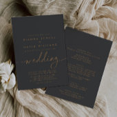 Gray Gold Classic Front & Back Wedding Einladung