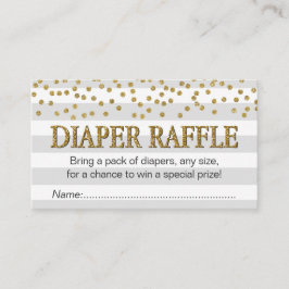 Gray Gold Elegant Baby Shower Diaper Raffle Ticket Begleitkarte