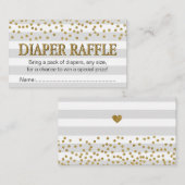 Gray Gold Elegant Baby Shower Diaper Raffle Ticket Begleitkarte (Vorne/Hinten)