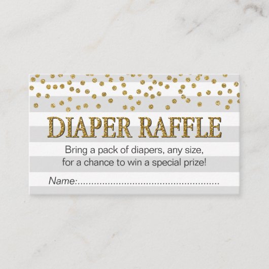 Gray Gold Elegant Baby Shower Diaper Raffle Ticket Begleitkarte (Vorderseite)