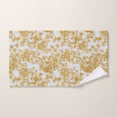 Gray & Gold Floral Damask Peony Rose Badhandtuch Set (Handtuch)