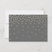 Gray & Gold Foil Confetti Dots Wedding RSVP Card (Rückseite)