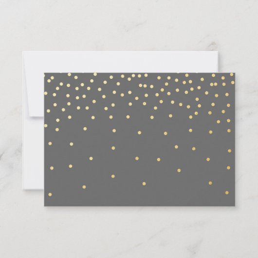 Gray & Gold Foil Confetti Dots Wedding RSVP Card (Rückseite)