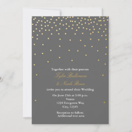 Gray & Gold Foil Dots Moderne Hochzeitseinladung Einladung