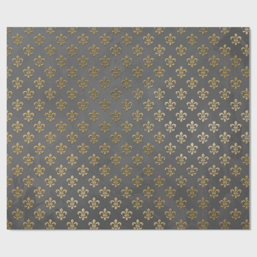 Gray Gold Grungy Lilie Royal Graphite Geschenkpapier (Flach)
