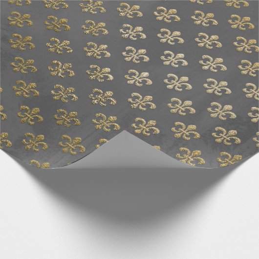 Gray Gold Grungy Lilie Royal Graphite Geschenkpapier (Ecke)
