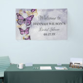 Gray Gold Lila Butterfly Elegantes Brautparty Banner (Messeveranstaltung)