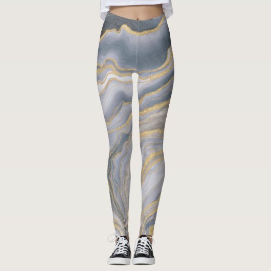 Gray Gold Liquid Painting Leggings (Vorderseite)