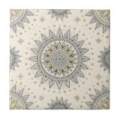 Gray Gold Mandala Pattern Fliese (Vorderseite)