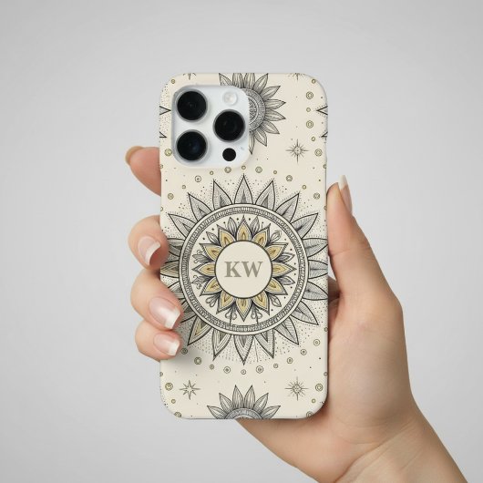 Gray Gold Mandala Pattern iPhone Hülle