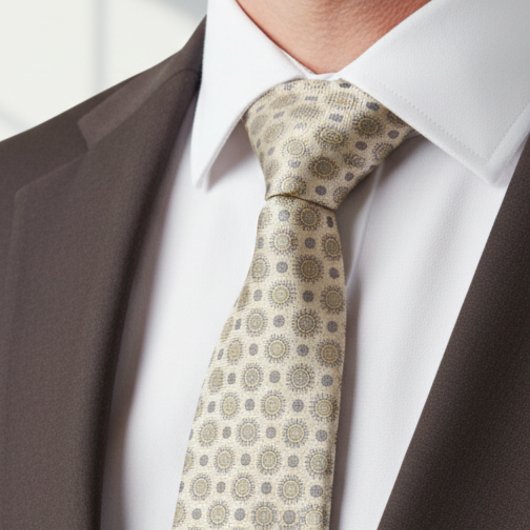 Gray Gold Mandala Pattern Krawatte