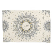 Gray Gold Mandala Pattern Monogram Kissenbezug (Vorderseite)