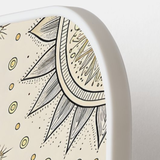 Gray Gold Mandala Pattern Monogram Pickleball Schläger (Linke Seite)