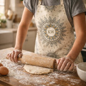 Gray Gold Mandala Pattern Monogram Schürze