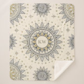 Gray Gold Mandala Pattern Monogram Sherpadecke (Vorderseite)