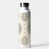 Gray Gold Mandala Pattern Monogram Trinkflasche (Links)
