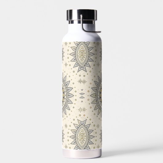 Gray Gold Mandala Pattern Monogram Trinkflasche (Links)