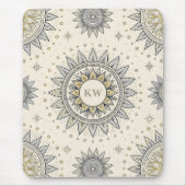 Gray Gold Mandala Pattern Mousepad (Vorne)
