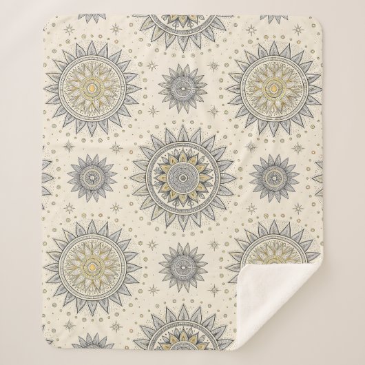 Gray Gold Mandala Pattern Sherpadecke (Vorderseite)