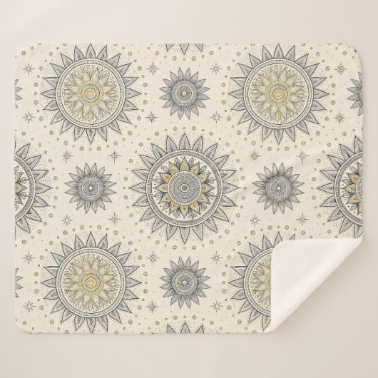 Gray Gold Mandala Pattern Sherpadecke (Vorderseite (Horizontal))