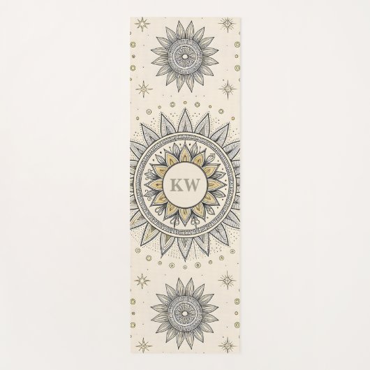 Gray Gold Mandala Pattern Yogamatte (Vorderseite)